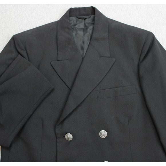 US Navy Officer Jacket Mens 41S Black Peacoat Wool Blend Double Breasted Vintage
